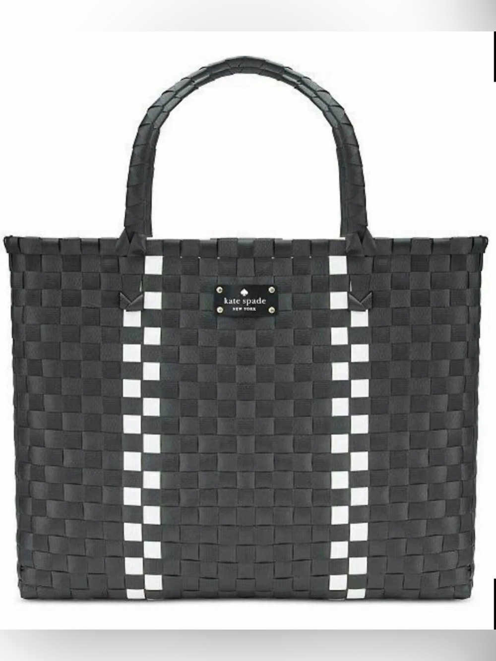 Kate Spade Black and White Woven Tote Bag